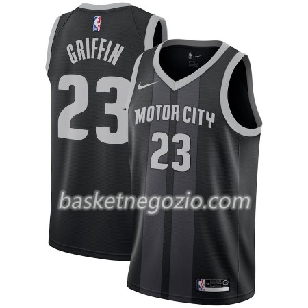 Canotte Uomo Detroit Pistons Blake Griffin 23 2018-19 Nike City Edition Nero Blu Swingman